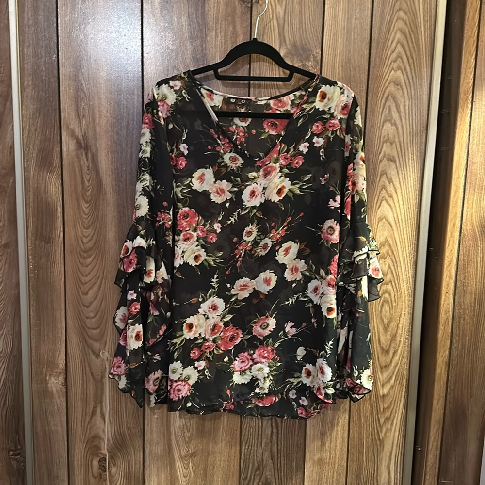 Sheer floral blouse